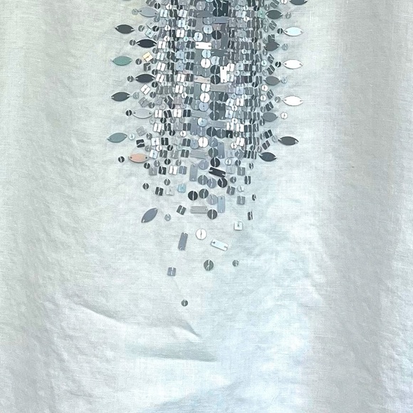 Eileen Fisher 100% Organic Linen Ivory Strappy Sequined Tank Top Sz 2X Beach - Picture 13 of 16